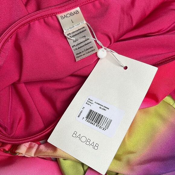 BAOBAB Cumbiana One Shoulder Cutout Rainbow Pink Maxi Dress Size Large - Picture 7 of 8